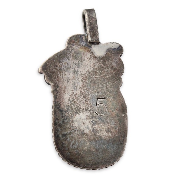 Vintage Navajo Turquoise Sterling Silver Necklace Pendant Large Native American - Picture 5 of 5